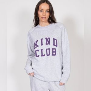 Brunette The Label The "KIND CLUB" Big Sister Crew Neck Sweatshirt | Pebble Grey